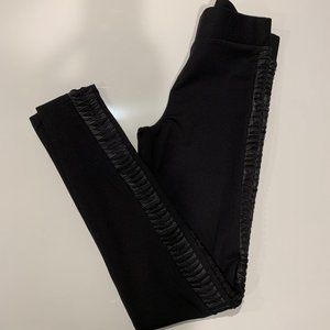 NWT MY TRIBE Black leggings with leather detailing